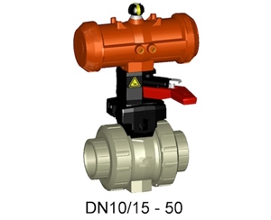 +GF+231型氣動塑料球閥 FC(常關(guān)) 帶手動操作手柄 氣動球閥